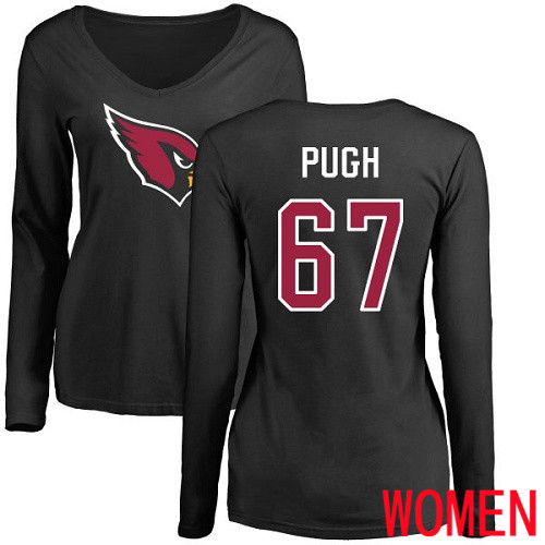 Arizona Cardinals Black Women Justin Pugh Name And Number Logo NFL Football #67 Long Sleeve T Shirt->nfl t-shirts->Sports Accessory
